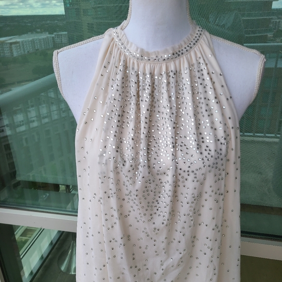Alice+Olivia Cream Halter Mini Cocktail Dress Med - Picture 5 of 14